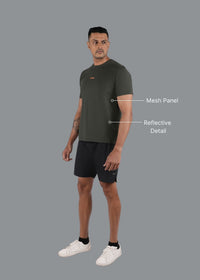 Men Breathable Mesh Panel Tshirt Army Green - 2