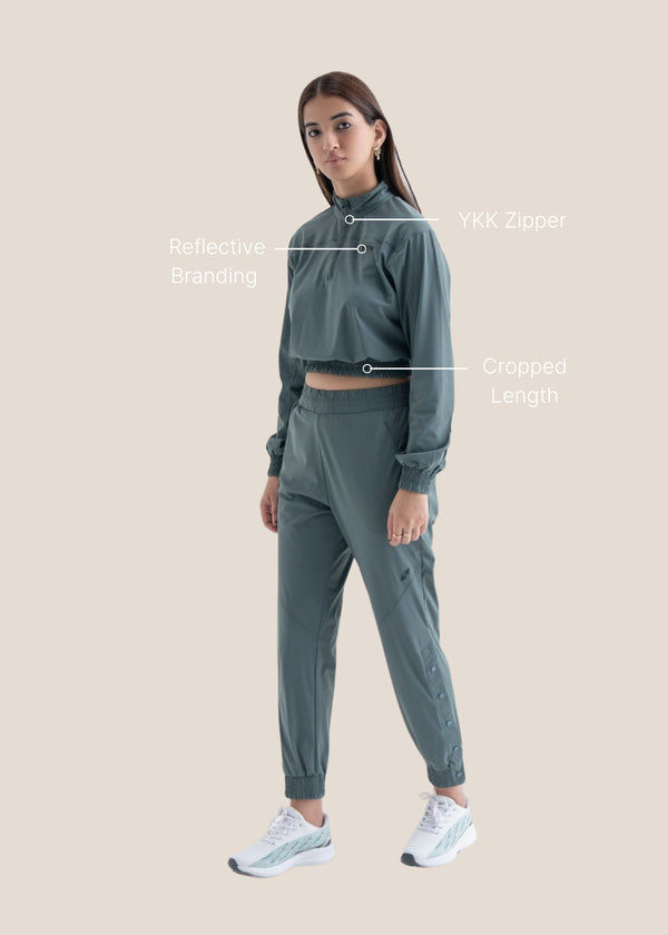 Women Cropped Jacket - Balsam Green - 3