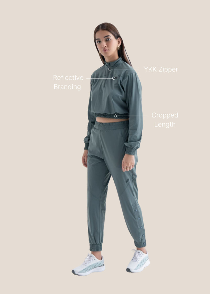 Women Cropped Jacket - Balsam Green