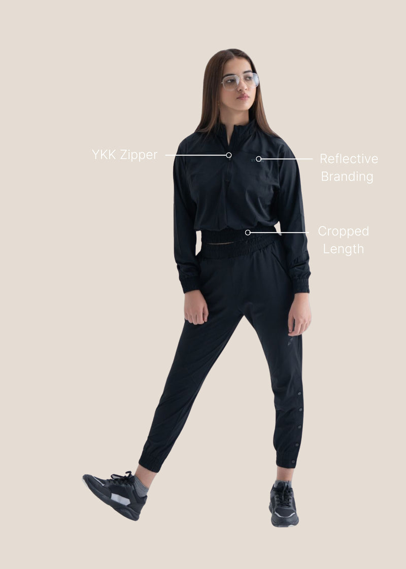 Women Cropped Jacket - Black