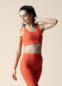 Women Criss Cross Gym Sports Bra - Orange - 2