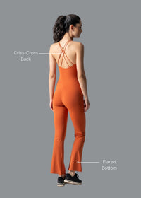 Women Workout Jumpsuit - Orange - 2