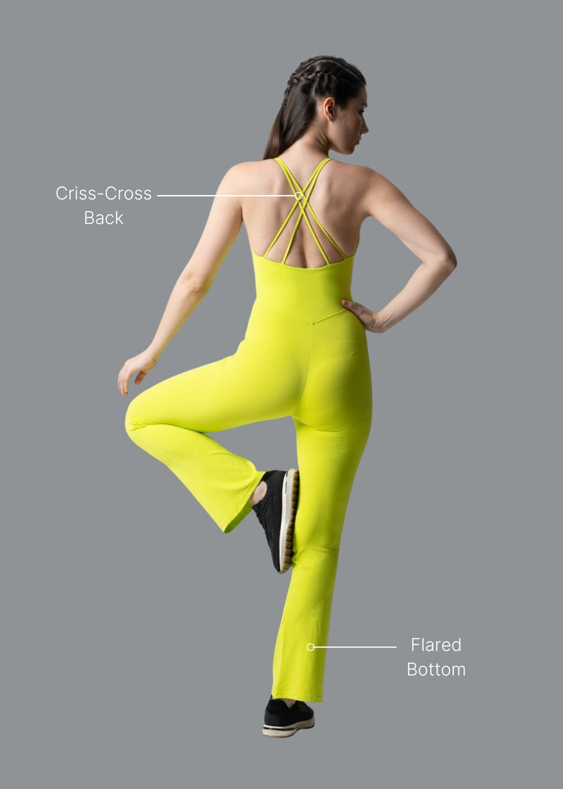 Women Workout Jumpsuit - Neon Green