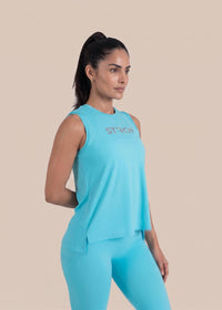 Strch Flex Tie-Back Tank - Blue - 1