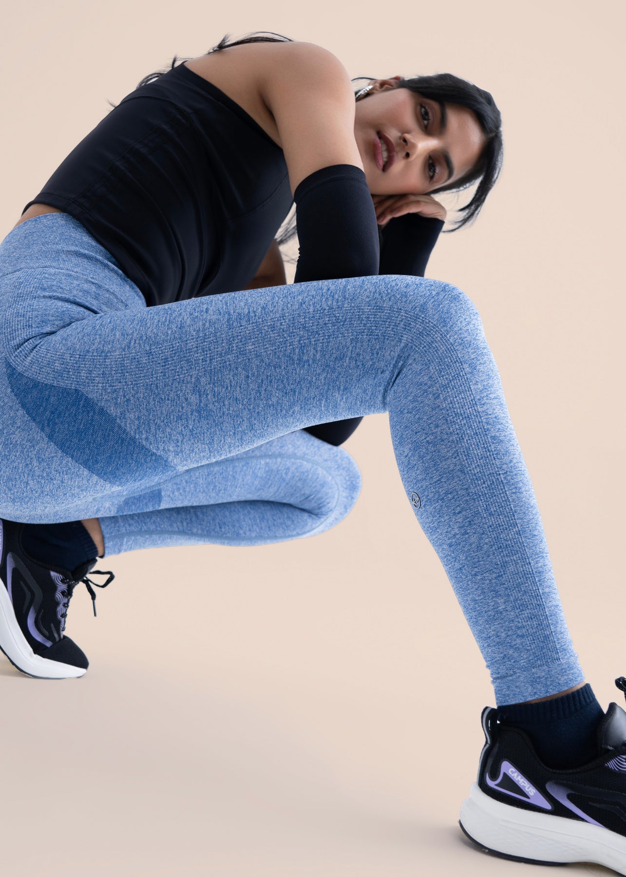 Women Seamless Workout Leggings - Majestic Blue - 5