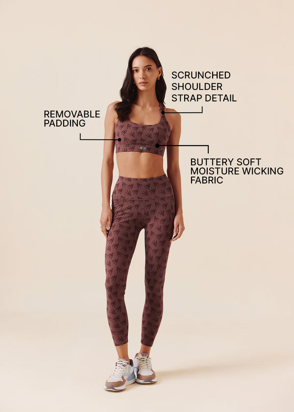 Women Y-Back Sports Bra - Raisin Brown - 3