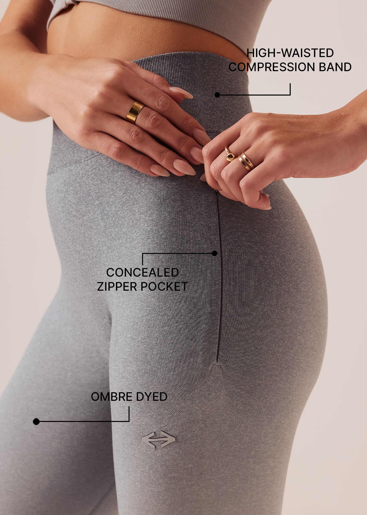 Women High performance Ombre Leggings - Ultimate Grey - 3