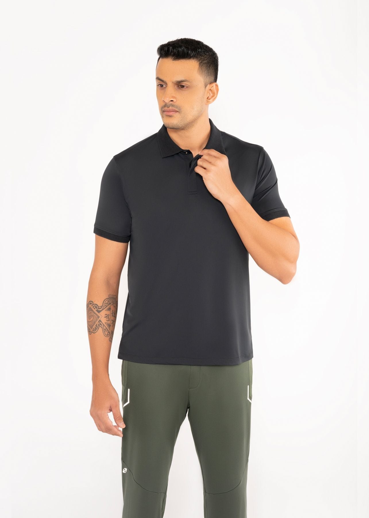 Men Reflective Logo Polo Black - 4