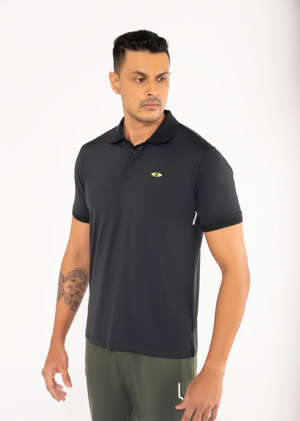 Men Reflective Logo Polo Black - 1