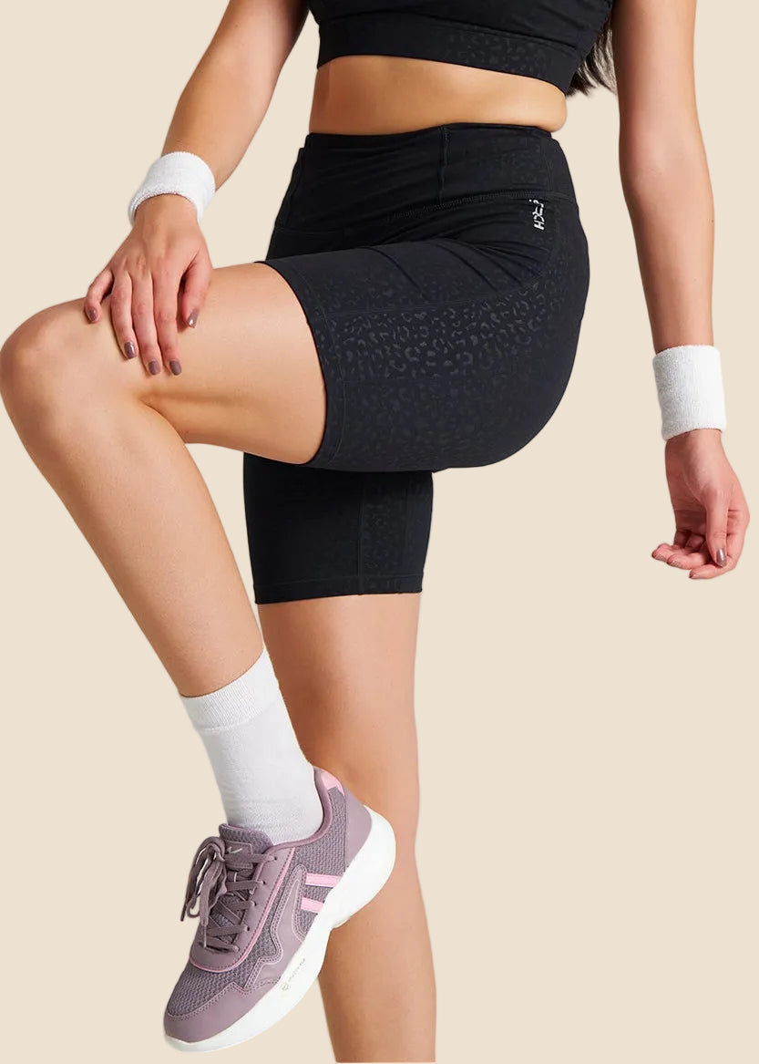 Women Leopard Print Tights - Black