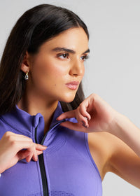 Women Seamless Zip Bra - Electric Violet - 4