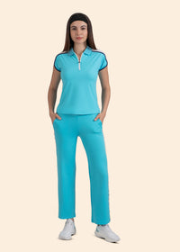 Women Dual Pocket Track Pants - Cyan Blue - 6