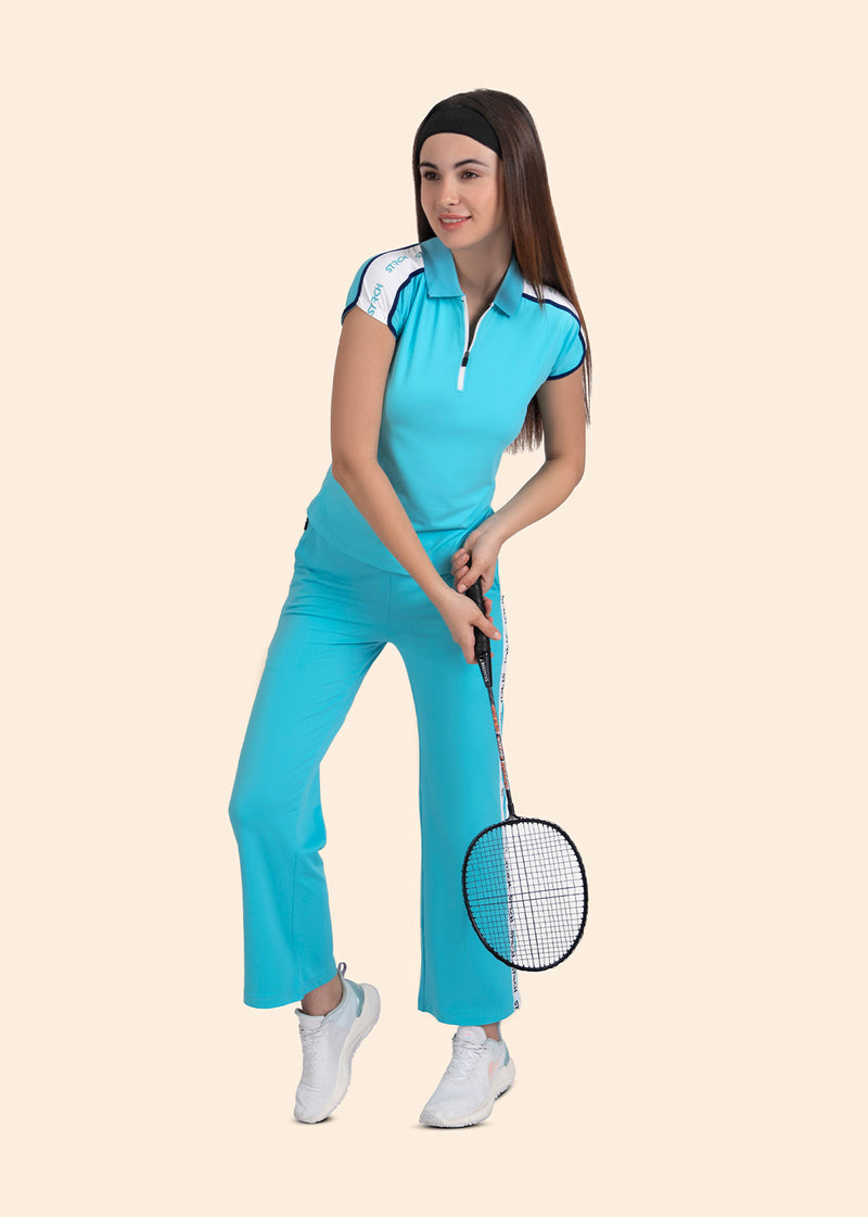 Women Dual Pocket Track Pants - Cyan Blue