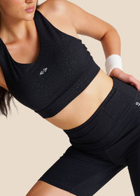 High Impact Leopard Embossed Sports bra - Black - 4