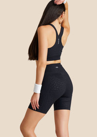 High Impact Leopard Embossed Sports bra - Black - 6