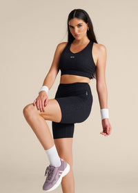 High Impact Leopard Embossed Sports bra - Black - 5