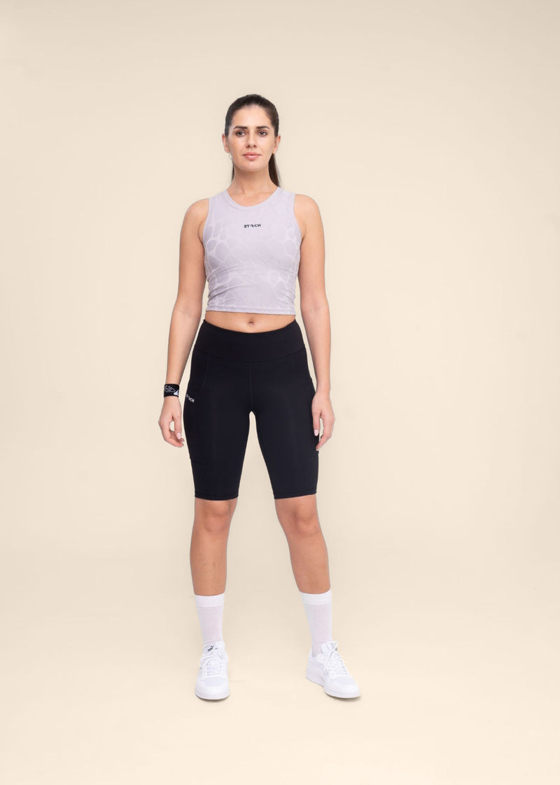 Women Dual Pocket Sports Shorts - Black