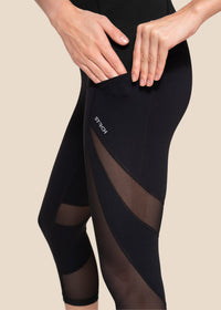 Women High Waist Capri - Black - 6