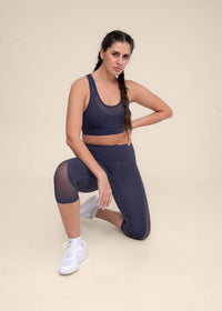 Women High Waist Capri - Dusty Blue - 4