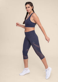Women High Waist Capri - Dusty Blue - 2