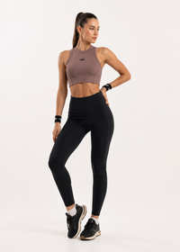 Ribbed T-back sports bra - Abode Rose