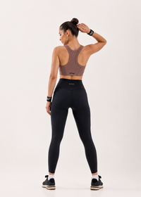 Ribbed T-back sports bra - Abode Rose
