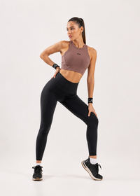 Ribbed T-back sports bra - Abode Rose
