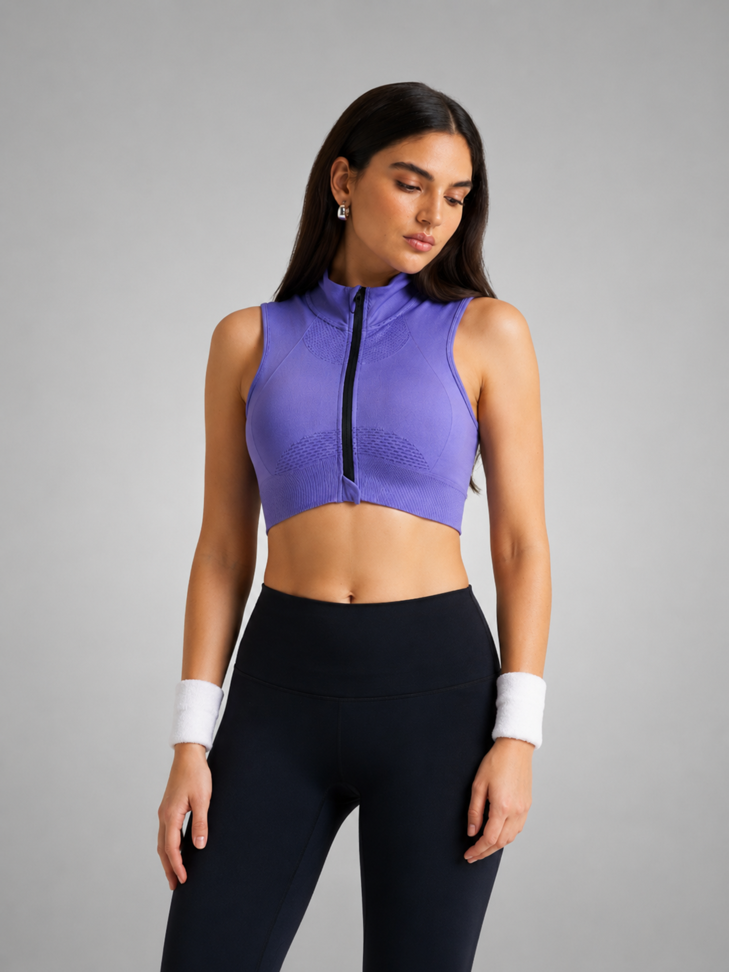 Seamless Zip Bra - Electric Violet