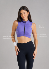 Seamless Zip Bra - Electric Violet