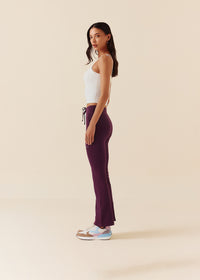 Women Gym Flare Pants - Maroon - 4