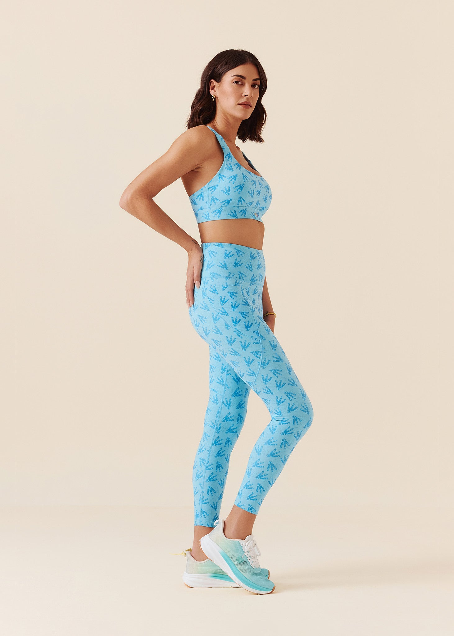 Printed Workout Leggings - Milky Blue