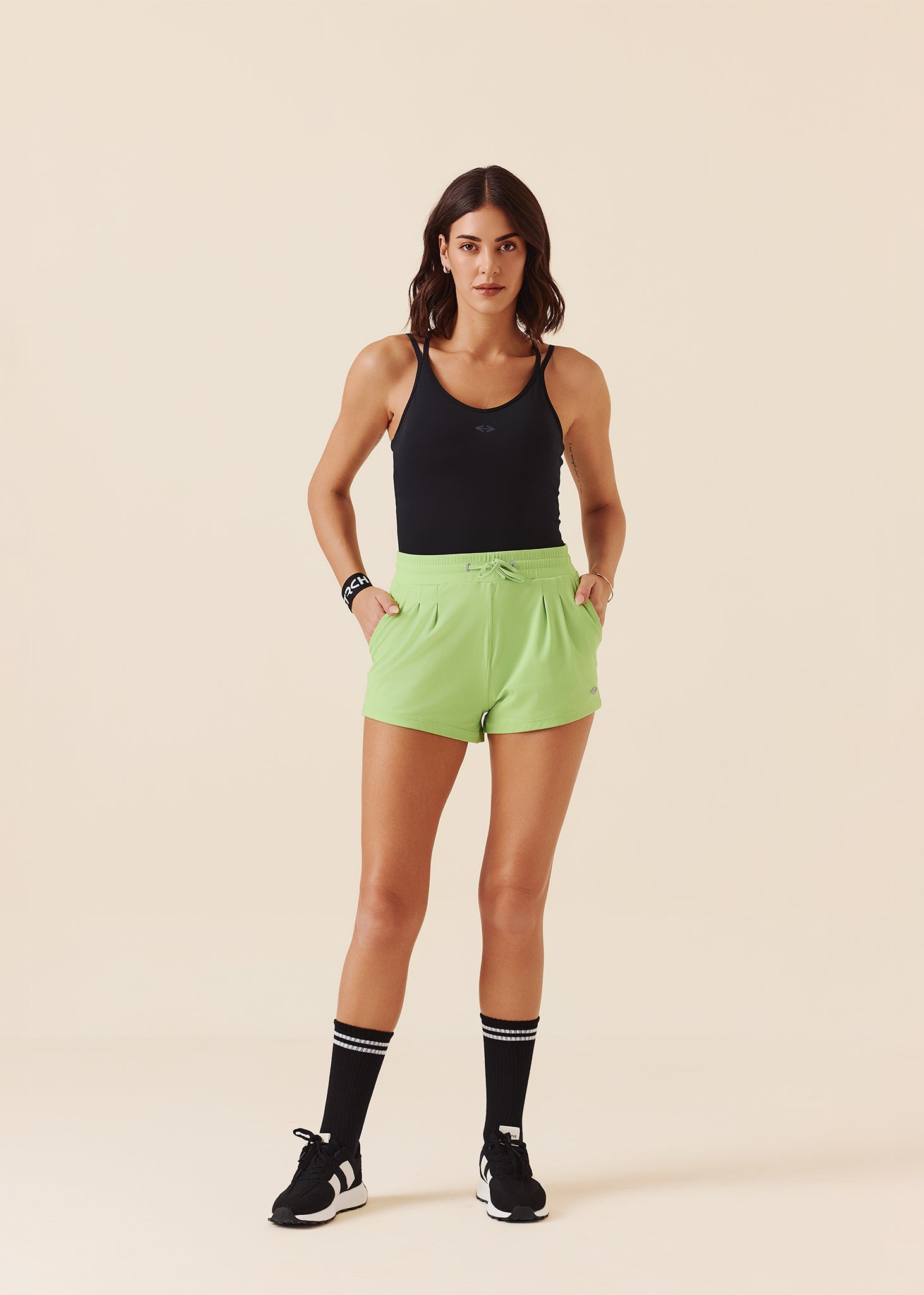 Women Pocket Workout Shorts - Pear green - 2