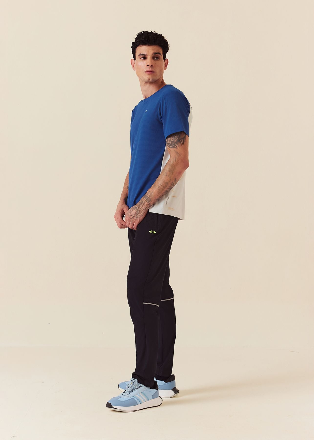 Men Color Block Gym T-Shirt - Doger Blue - 4