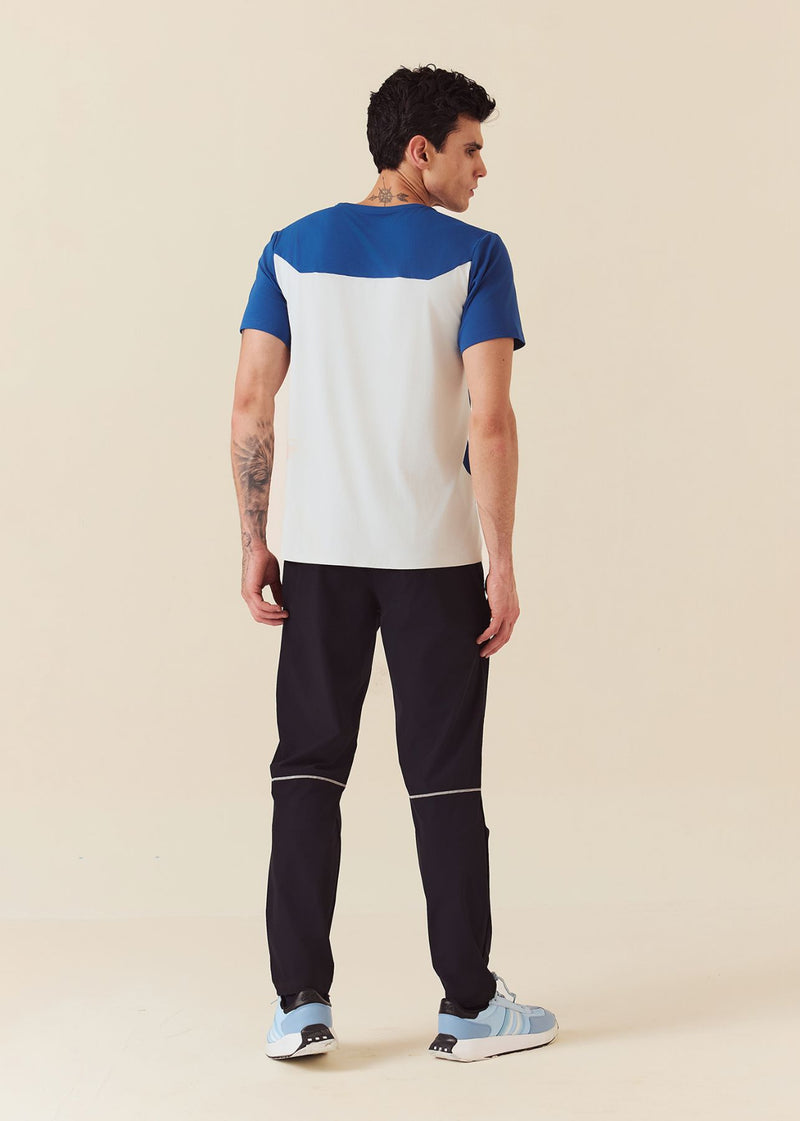 Men Color Block Gym T-Shirt - Doger Blue