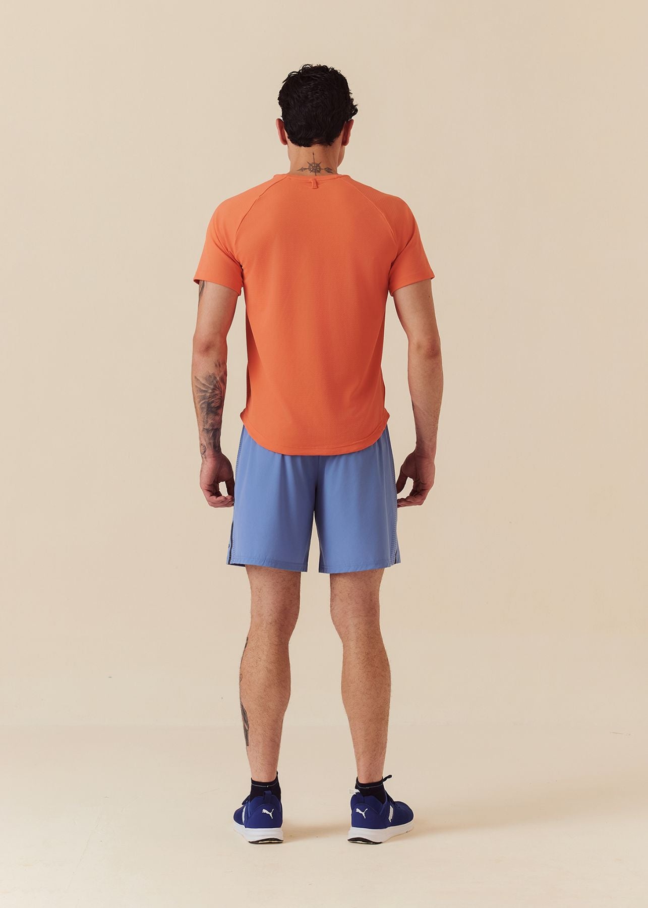 Laser Perforated Training Shorts - Slate Blue