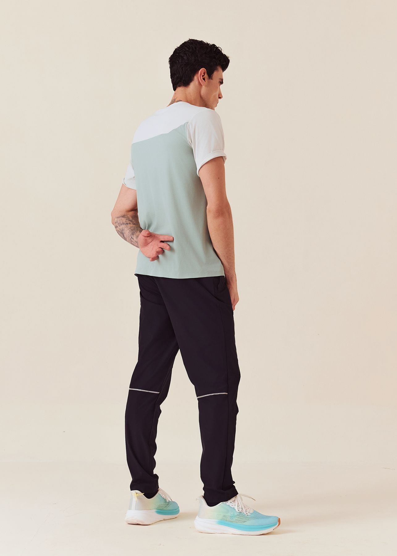 Men Color Block Gym T-Shirt - Silver Grey - 2