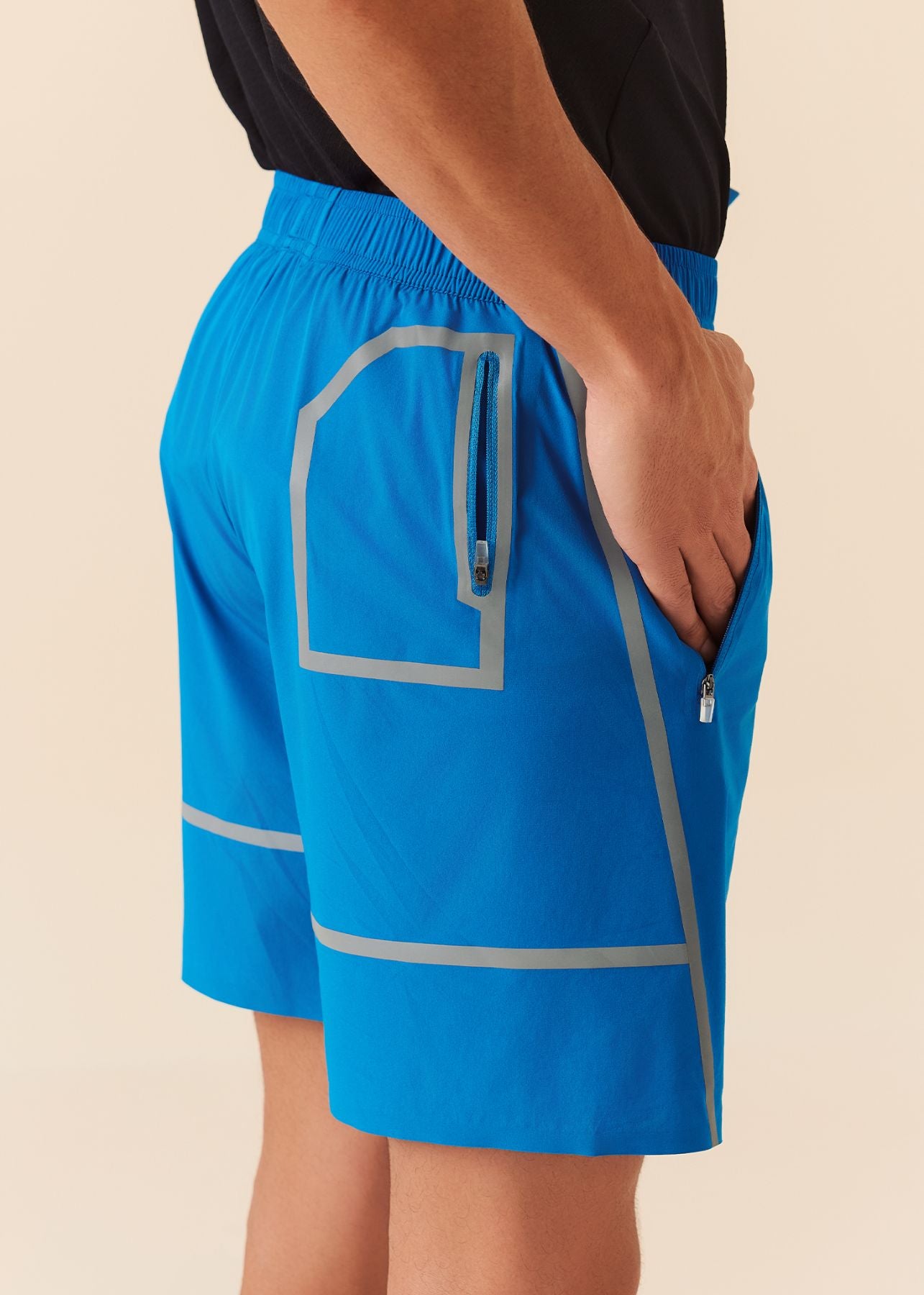 Mens Multi-Pocket Gym Shorts - Royal Blue - S