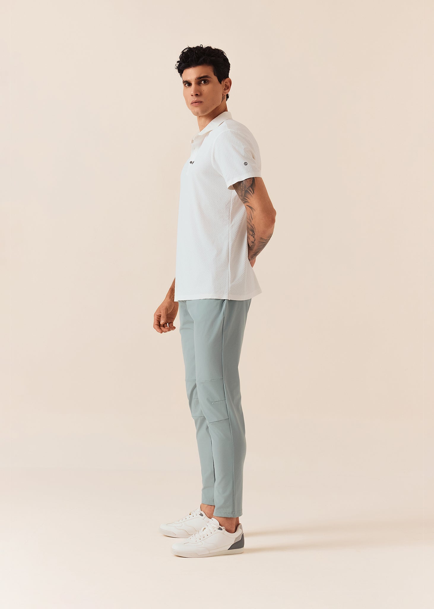 Bonded Zipper Track Pants - Sage Green