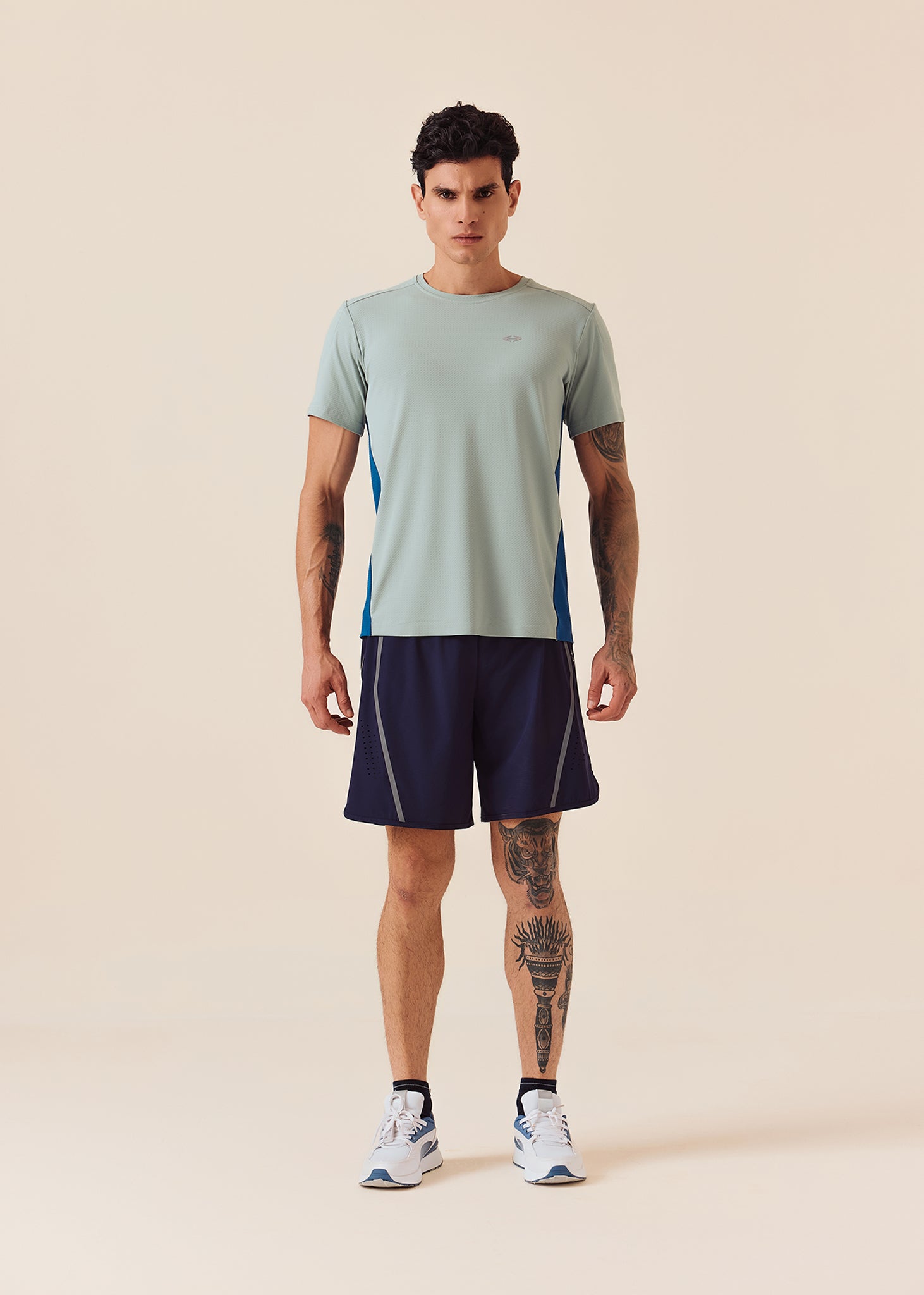 Men Color Block Gym T-Shirt - Grey Sage - 5