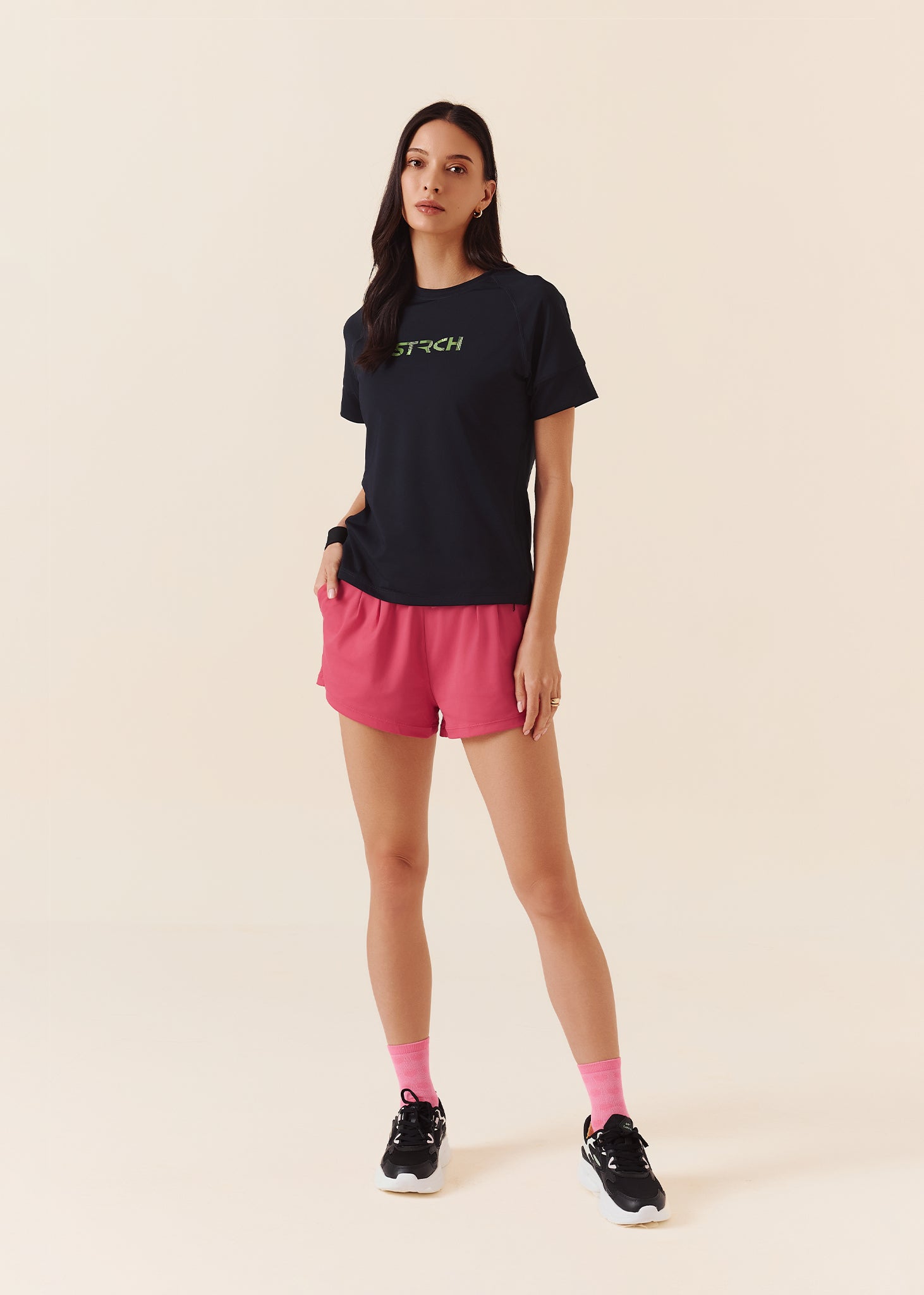 Women Pocket Workout Shorts - Raspberry - 2
