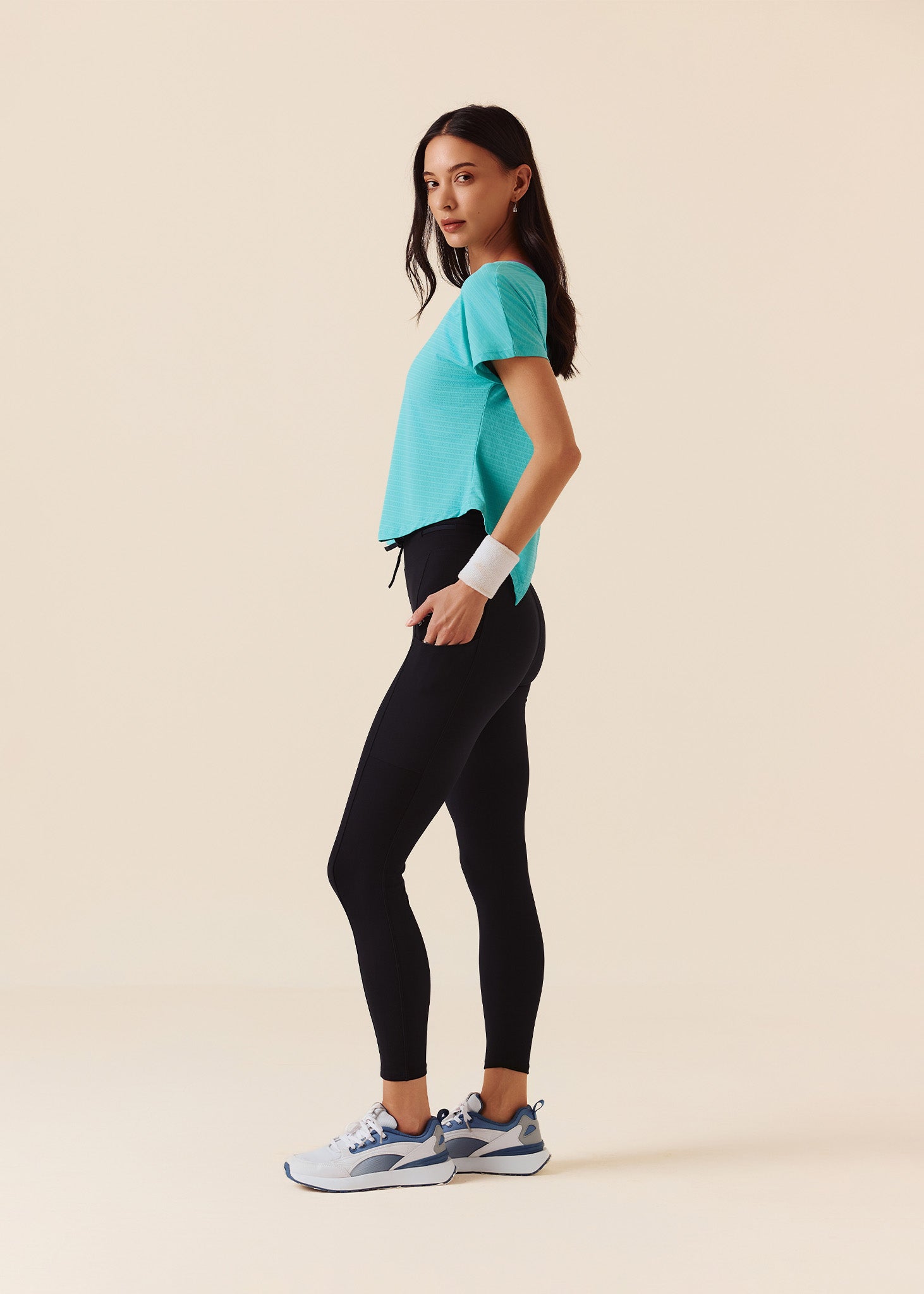Womens V-Back Tie Top - Turquoise - L