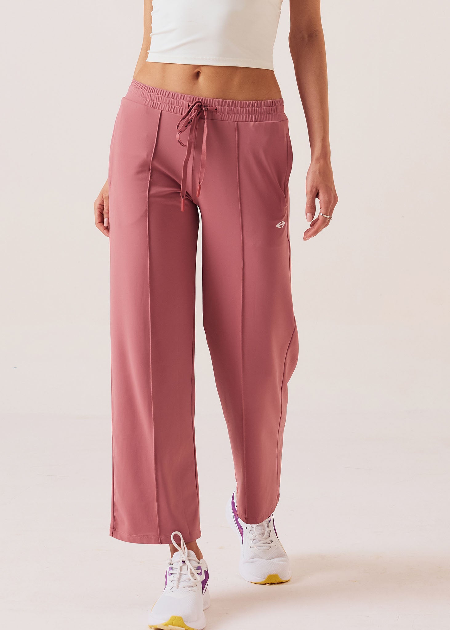Women High Waist Flare Pants - Rose Pink - 1