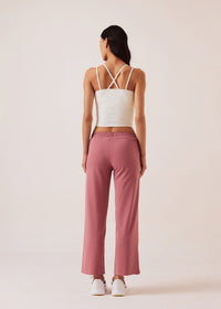 Women High Waist Flare Pants - Rose Pink - 5