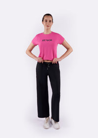 Women High Waist Flare Pants - Black - 1