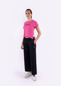 Women High Waist Flare Pants - Black - 2