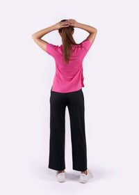 Women High Waist Flare Pants - Black - 3