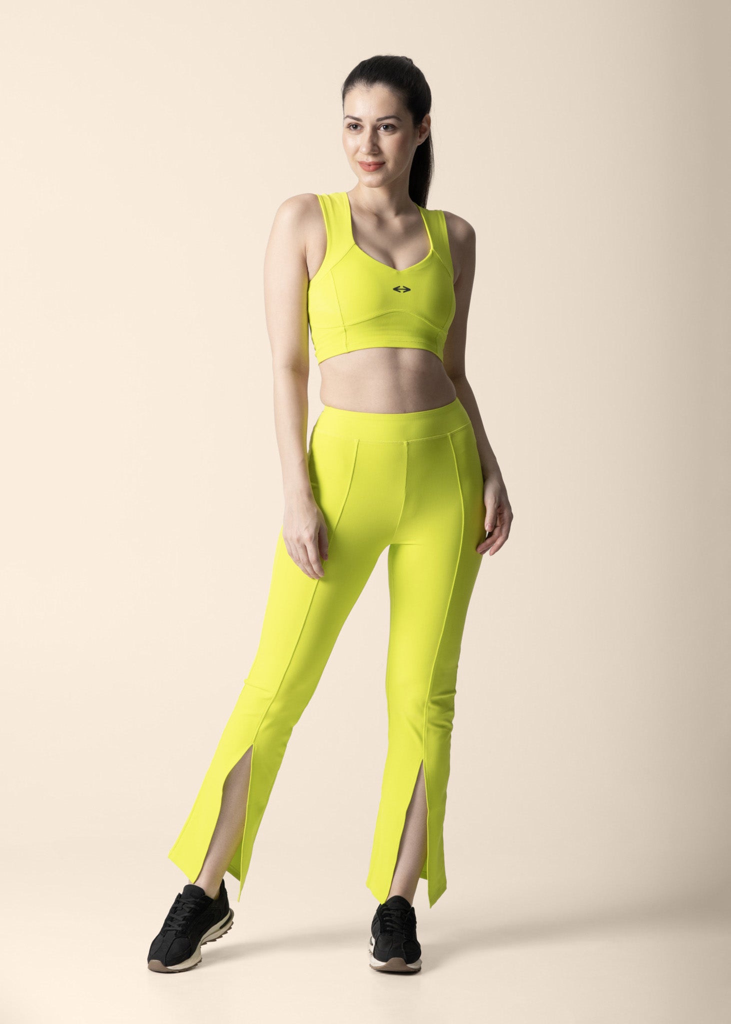 Women Reflective Gym Sports Bra - Neon Green - 1