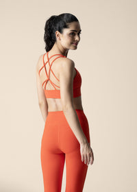 Women Criss Cross Gym Sports Bra - Orange - 4