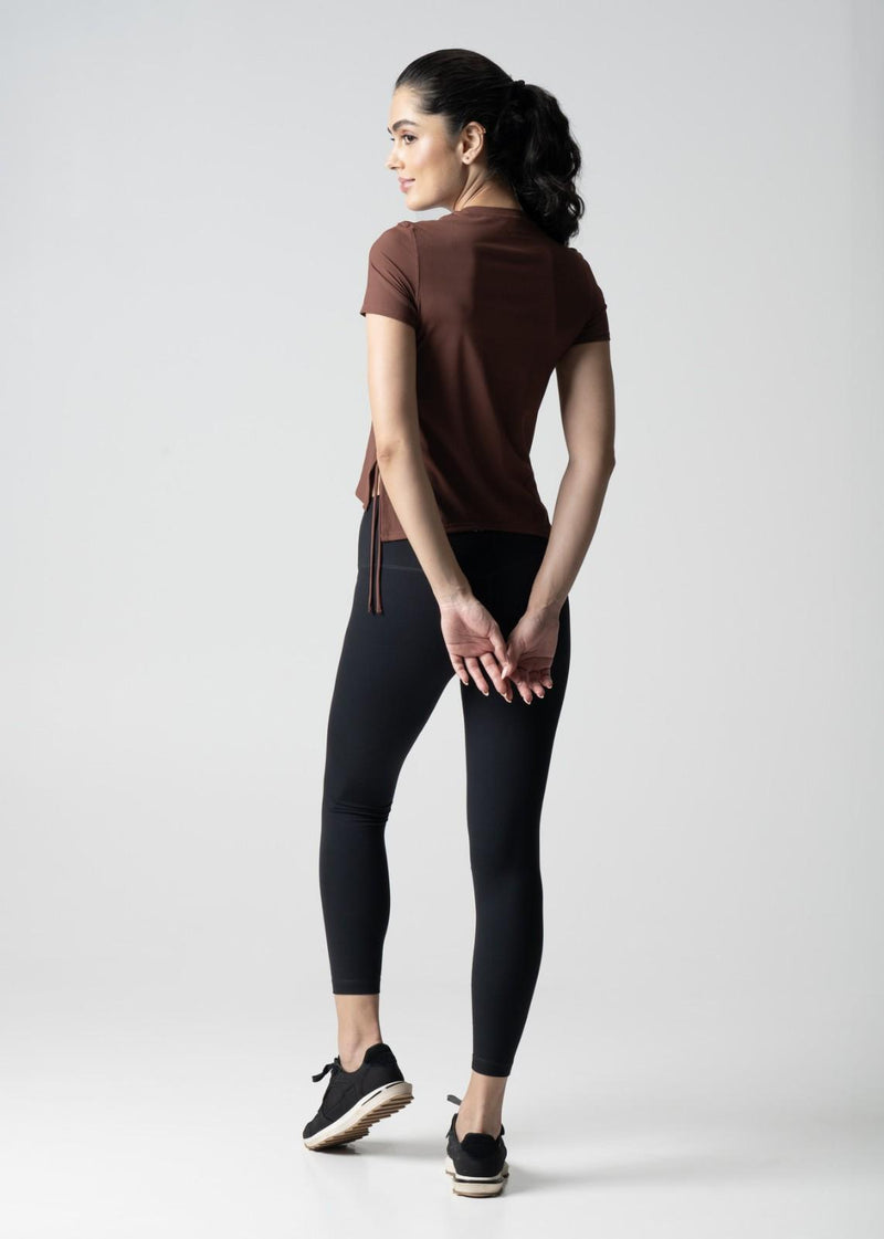 Women Side Tie Crop Top - Brown