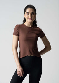 Women Side Tie Crop Top - Brown - 6